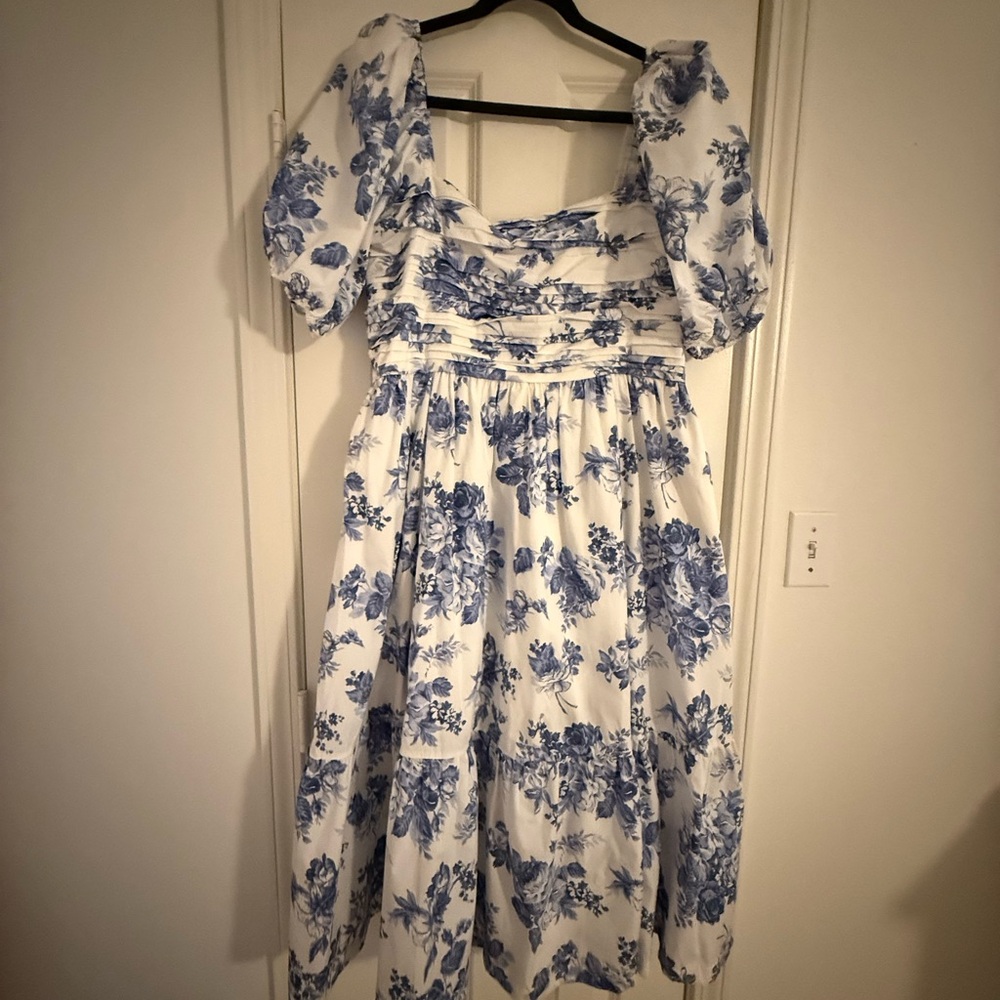 Floral Blue and White Emerson Dress